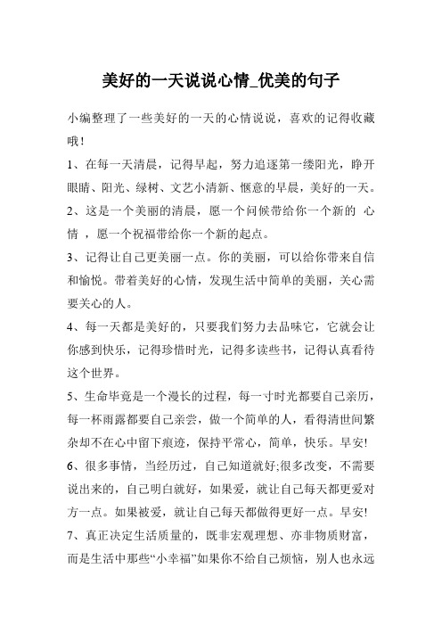 美好的一天说说心情_优美的句子