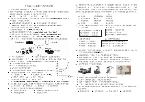 九年级下科学期中考试测试题