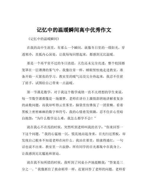 记忆中的温暖瞬间高中优秀作文