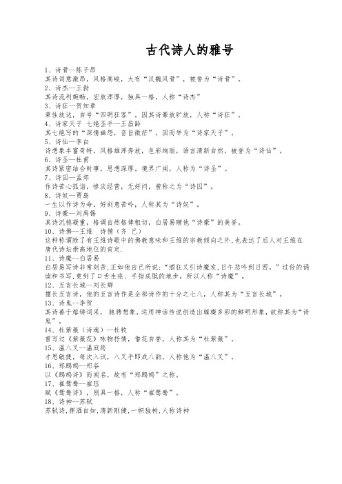 古代诗人的雅号