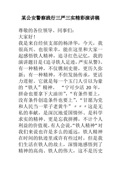 某公安警察践行三严三实精彩演讲稿 精品