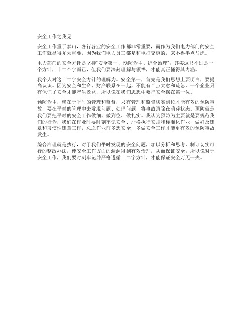 安全工作之我见