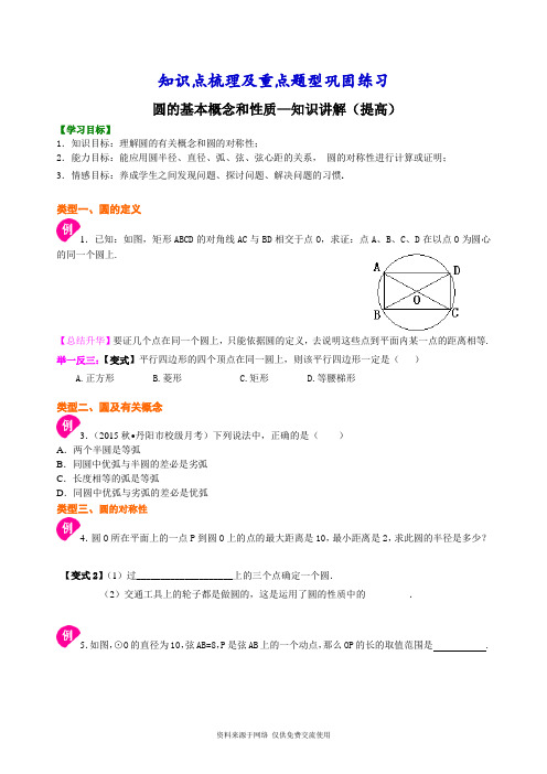 新人教版九年级上册数学[圆的基本概念和性质—知识点整理及重点题型梳理](提高)