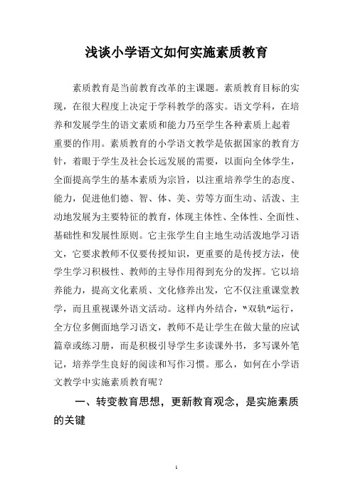 浅谈小学语文如何实施素质教育