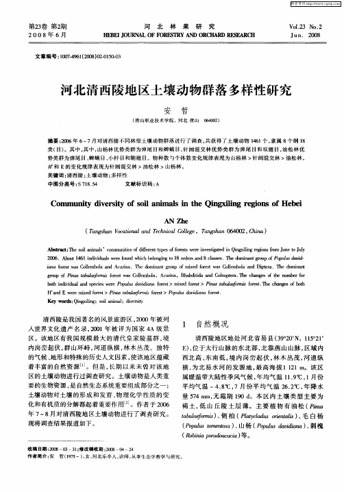 河北清西陵地区土壤动物群落多样性研究