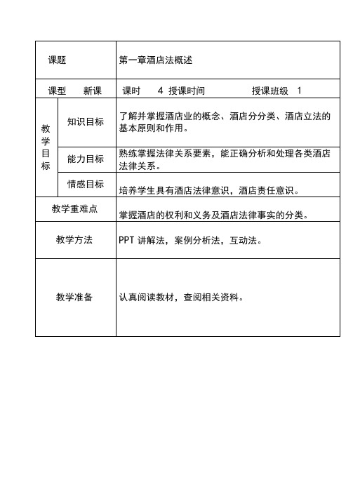 《酒店法律法规》教案-第一章酒店法概述