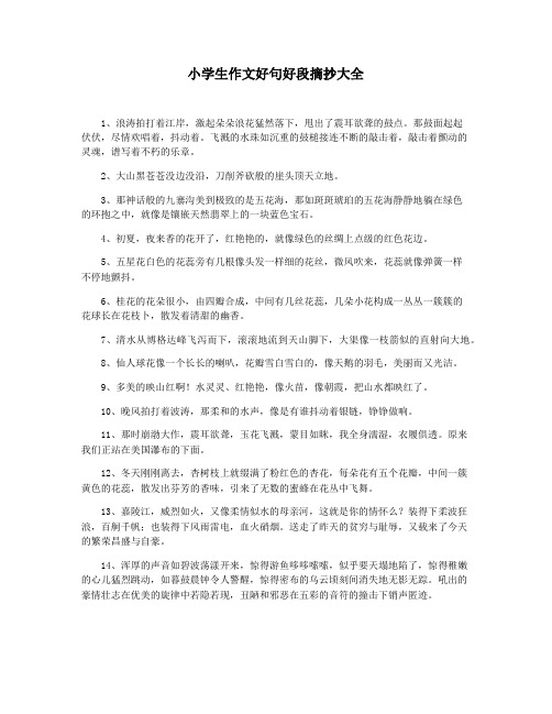 小学生作文好句好段摘抄大全