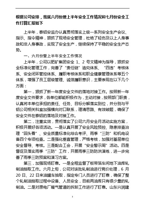 最终泰铝2013年上半年安全工作