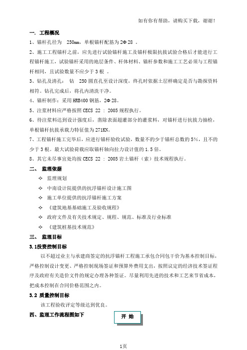 抗浮锚杆监理细则