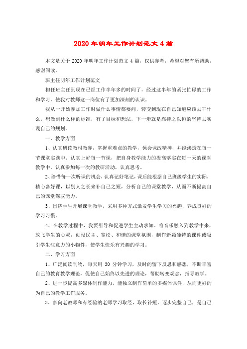2020年明年工作计划范文4篇