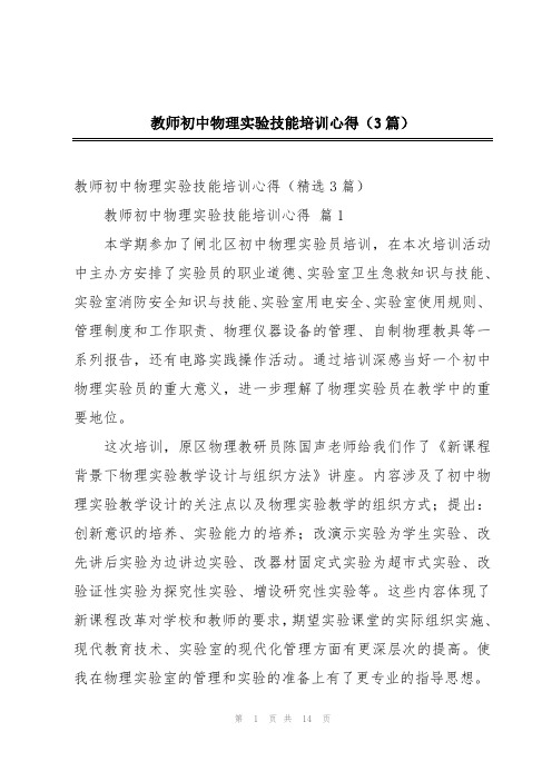 教师初中物理实验技能培训心得(3篇)