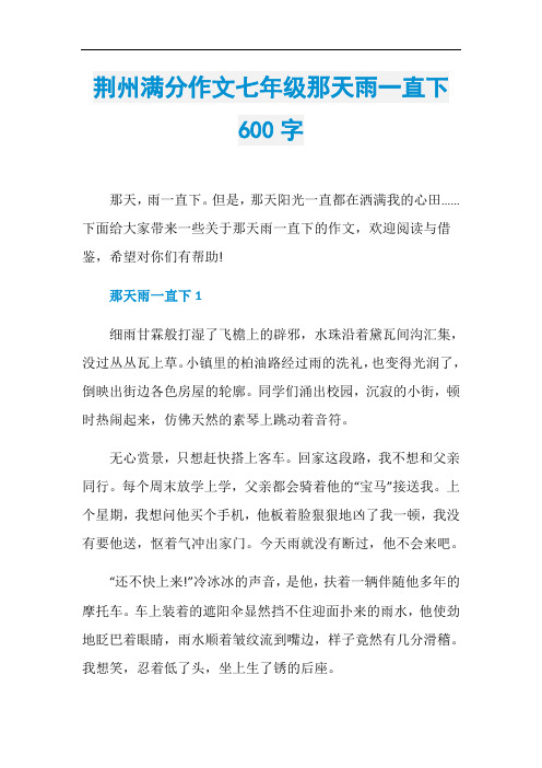 荆州满分作文七年级那天雨一直下600字