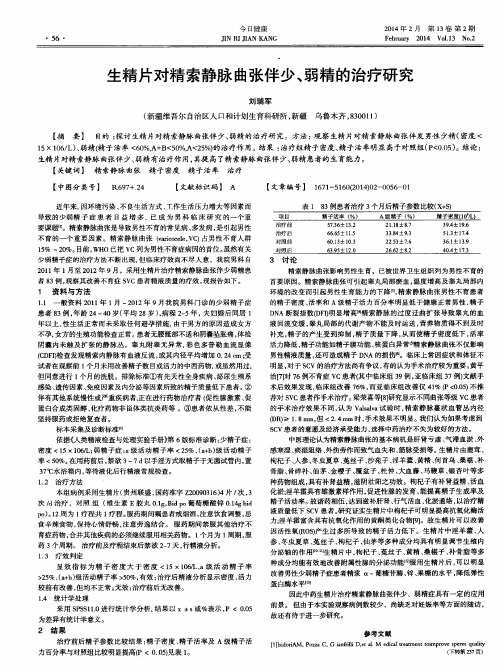 生精片对精索静脉曲张伴少、弱精的治疗研究