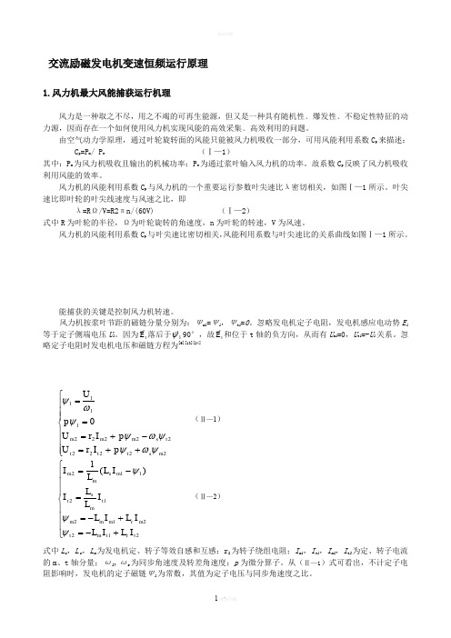 交流励磁发电机变速恒频运行原理