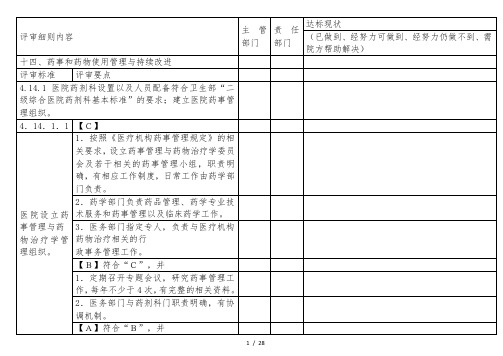 十四、药事和药物使用管理与持续改进