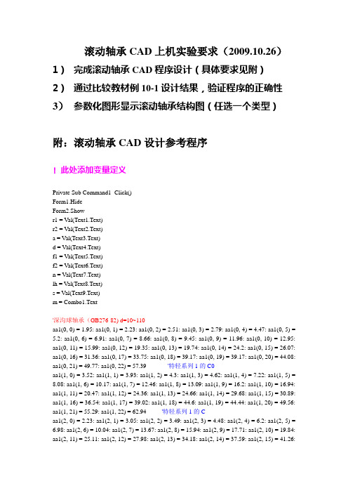 滚动轴承的程序设计要求
