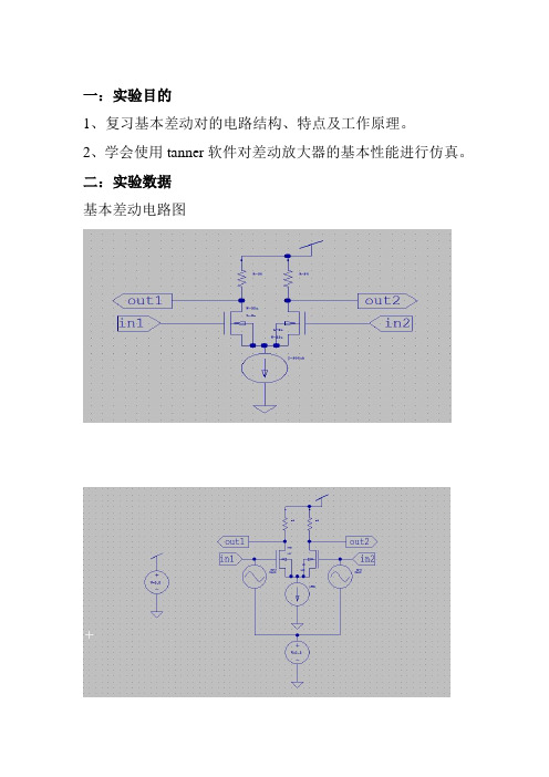 CMOS差动放大器性能仿真实验报告