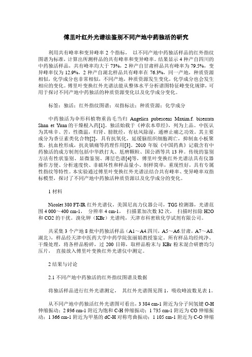 傅里叶红外光谱法鉴别不同产地中药独活的研究