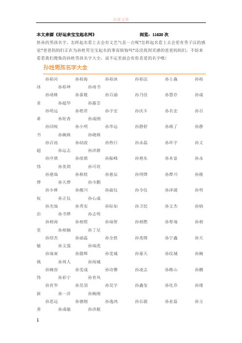 2019马年孙姓男宝宝好听名字大全