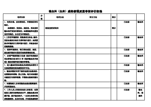 医院输血科(血库)和检验科及临床实验室感染管理质量考核评价标准