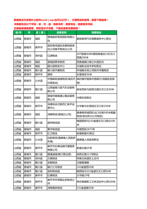 2020新版山西省晋城市物流工商企业公司商家名录名单黄页联系电话号码地址大全136家