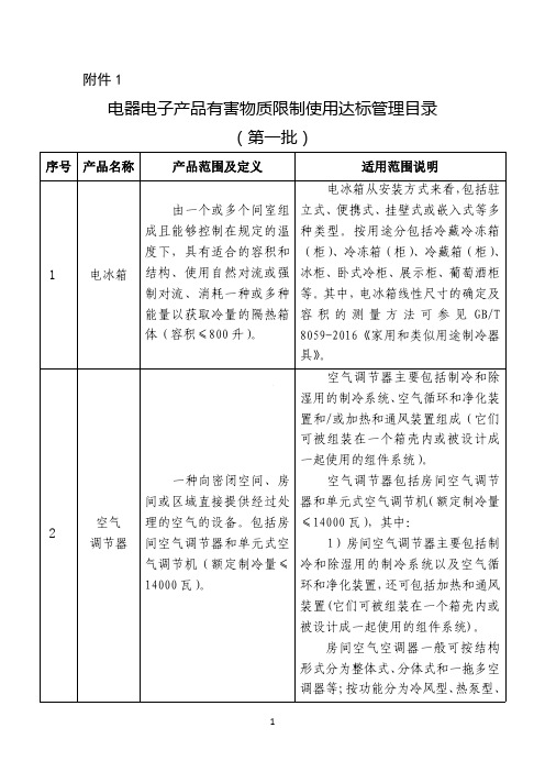 中国首批RoHS产品清单