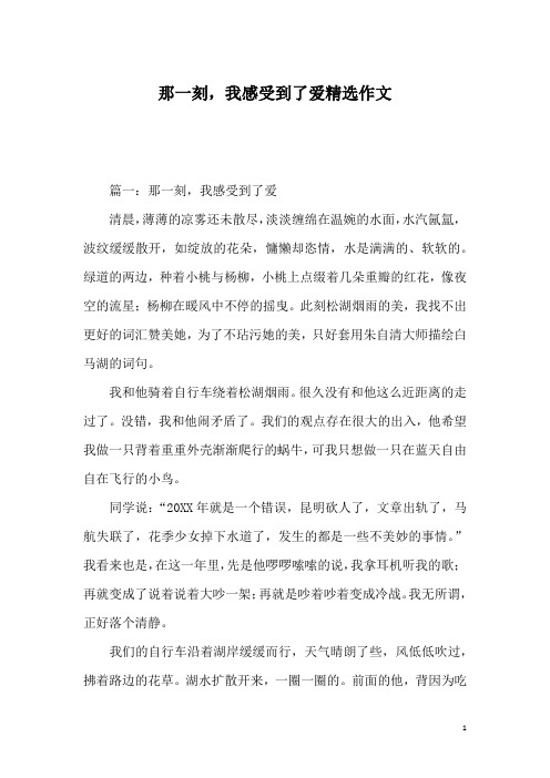 那一刻,我感受到了爱精选作文