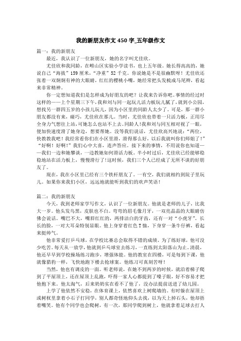 我的新朋友作文450字_五年级作文