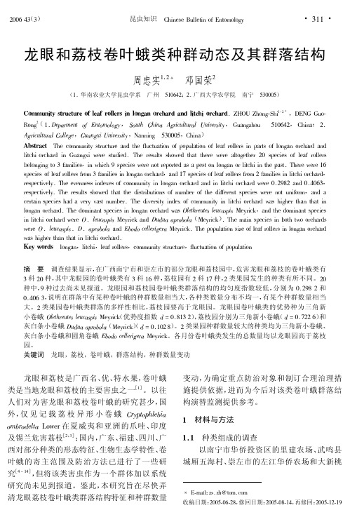 龙眼和荔枝卷叶蛾类种群动态及其群落结构