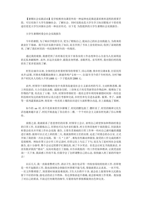 村委会社会实践报告4篇【精选】