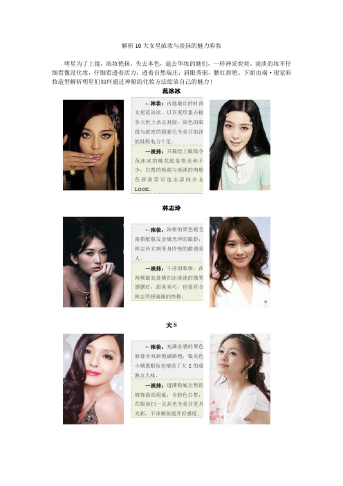 解析10大女星浓妆与淡抹的魅力彩妆