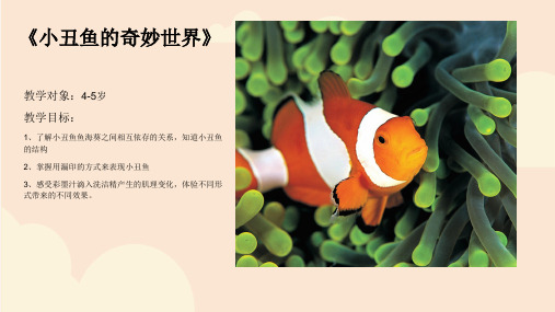 少儿美术创意PPT课件《小丑鱼的奇妙世界》