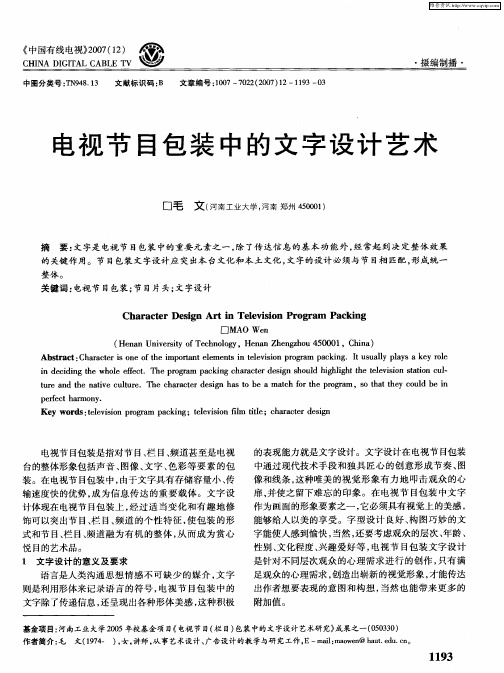 电视节目包装中的文字设计艺术