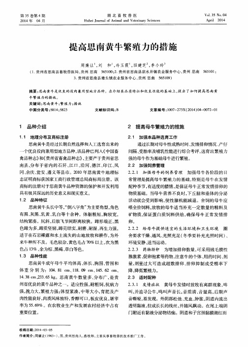 提高思南黄牛繁殖力的措施