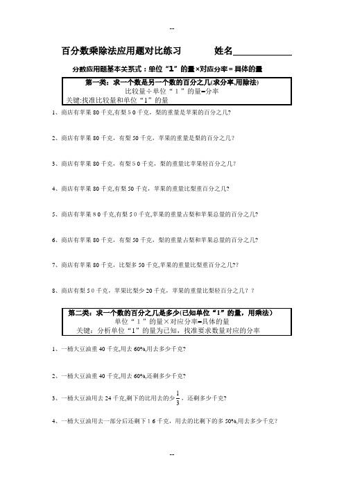 百分数应用题3大类对比练习