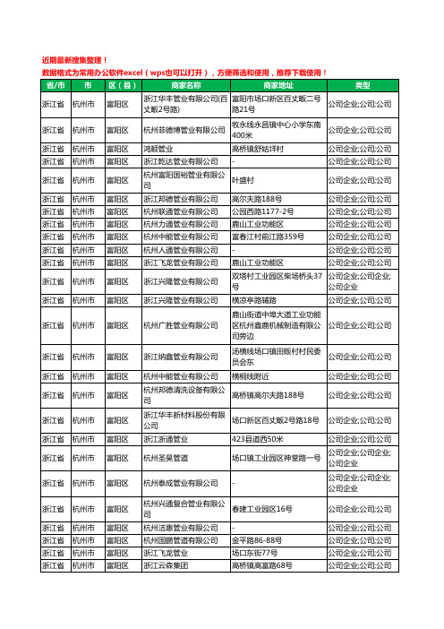 2020新版浙江省杭州市富阳区管业有限公司工商企业公司商家名录名单黄页联系方式大全44家