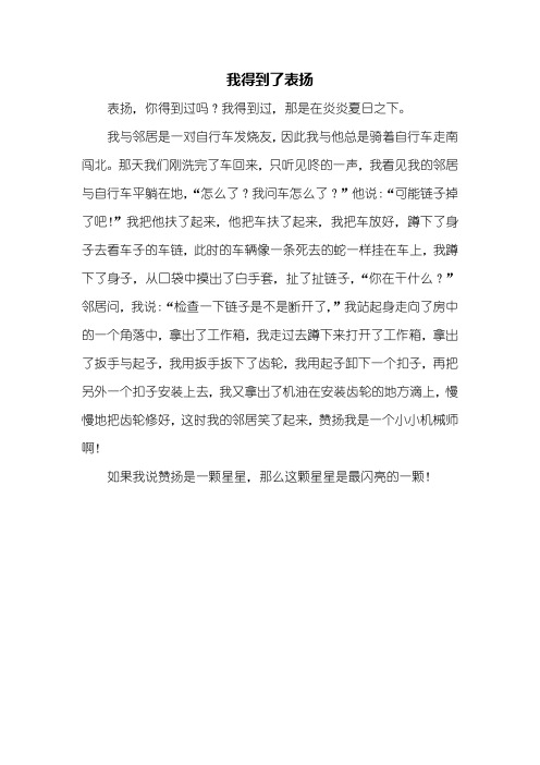 五年级作文：我得到了表扬作文400字