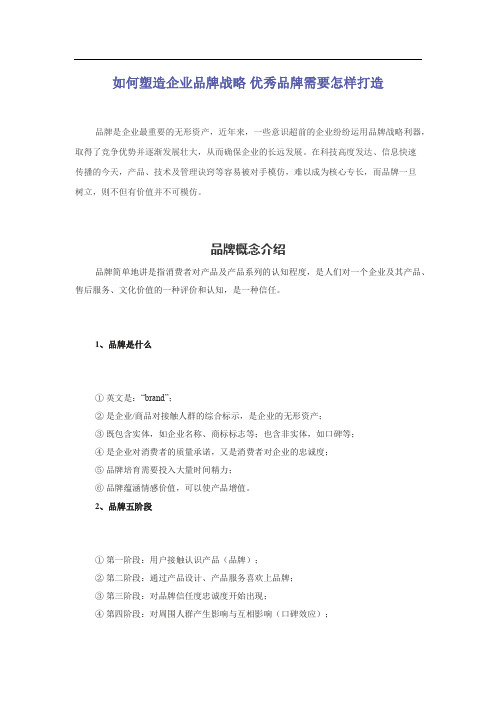 如何塑造企业品牌战略 优秀品牌需要怎样打造