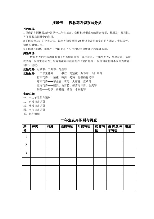 实验四  园林花卉识别与分类