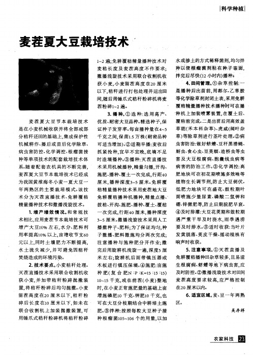 麦茬夏大豆栽培技术