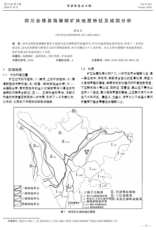 四川会理县海潮铜矿床地质特征及成因分析