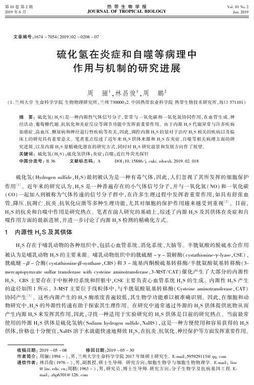 硫化氢在炎症和自噬等病理中作用与机制的研究进展