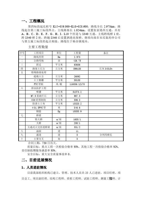 高速公路第一次工地例会汇报材料讲诉