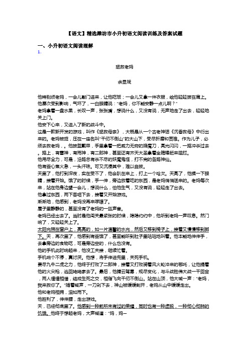 【语文】精选潍坊市小升初语文阅读训练及答案试题