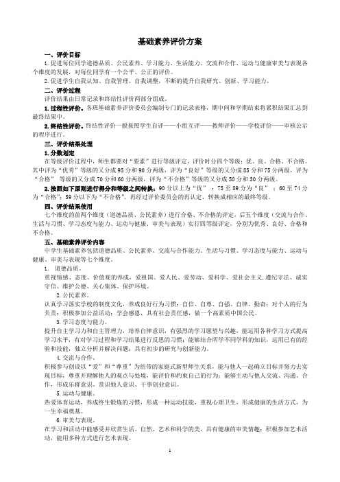 基础素养评价方案【精华】