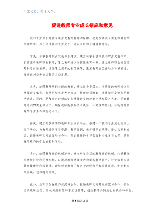 促进教师专业成长措施和意见