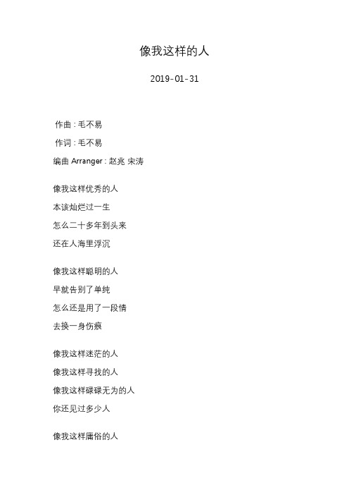 毛不易—像我这样的人—歌词