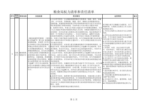 粮食局权力清单和责任清单