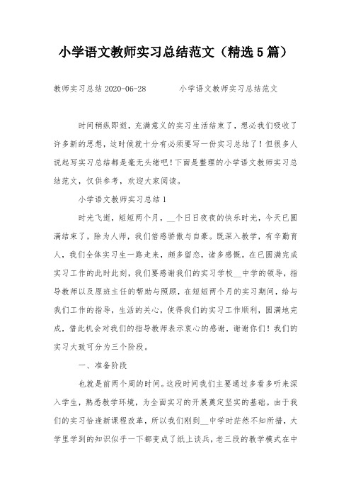 小学语文教师实习总结范文(精选5篇)