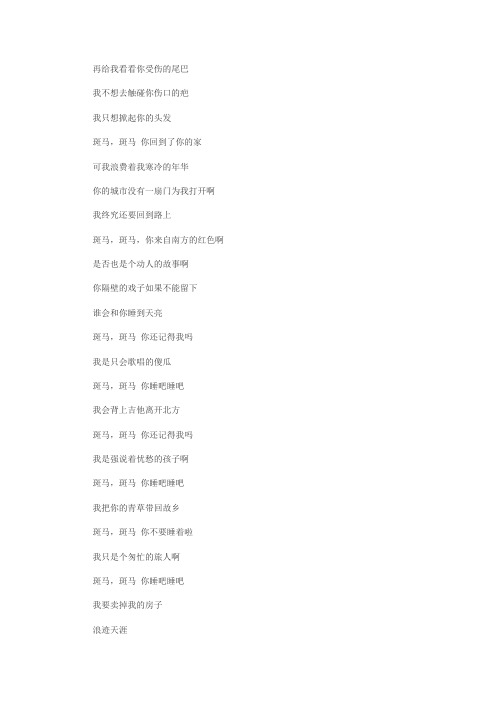 斑马斑马歌词